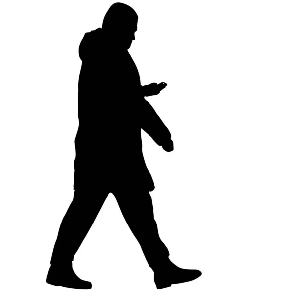 Homem silhueta de pé, pessoas em fundo branco — Vetor de Stock