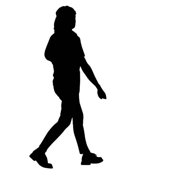 Silhouette femme debout, les gens sur fond blanc — Image vectorielle