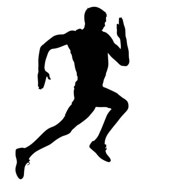 Siyah Siluetler Koşucular beyaz arka planda koşucular