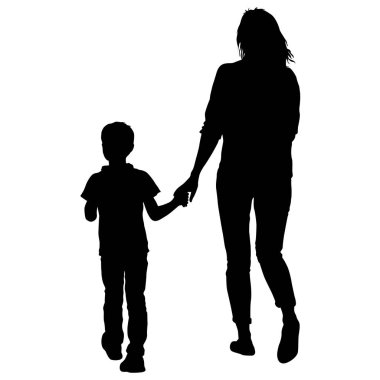 Beyaz arka planda mutlu aile silueti