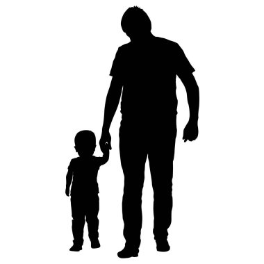 Beyaz arka planda mutlu aile silueti