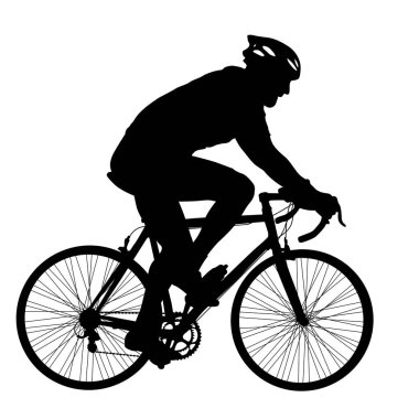 Beyaz zemin üzerinde bir bisikletçi erkek silüeti