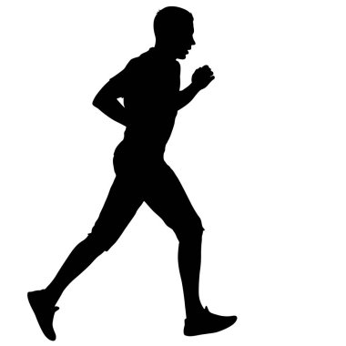 Siyah Siluetler Koşucular beyaz arka planda koşucular