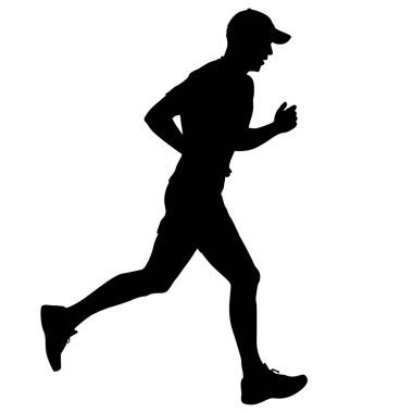 Siyah Siluetler Koşucular beyaz arka planda koşucular