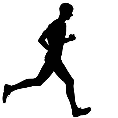 Siyah Siluetler Koşucular beyaz arka planda koşucular
