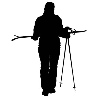 Kayaklı dağ kayakçısı spor siluetini kaldırdı