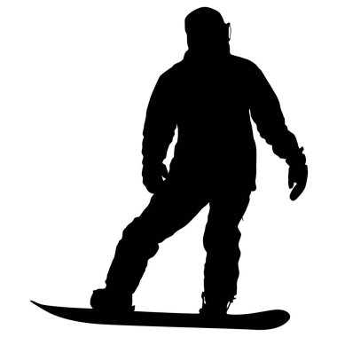 Siyah beyaz arka plan illüstrasyon snowboard siluetleri