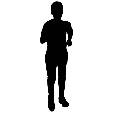 Siyah Siluetler Koşucular beyaz arka planda koşucular