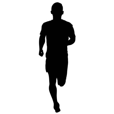 Siyah Siluetler Koşucular beyaz arka planda koşucular