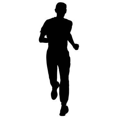 Siyah Siluetler Koşucular beyaz arka planda koşucular