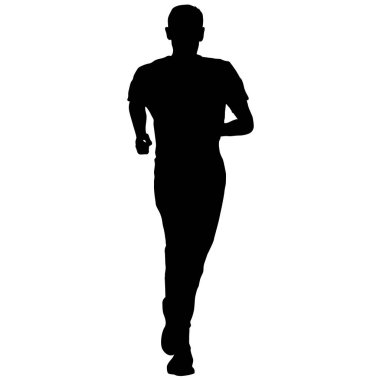 Siyah Siluetler Koşucular beyaz arka planda koşucular