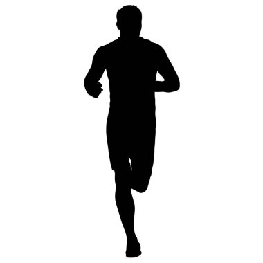 Siyah Siluetler Koşucular beyaz arka planda koşucular