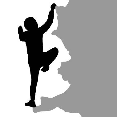 Beyaz arka planda siyah siluet dağcı.