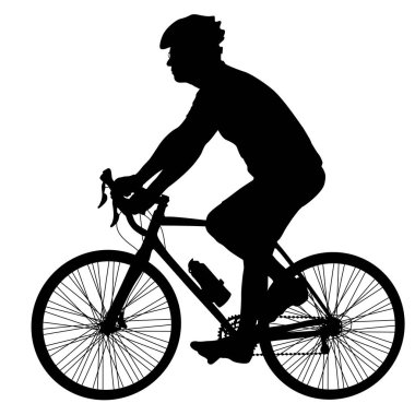 Beyaz zemin üzerinde bir bisikletçi erkek silüeti
