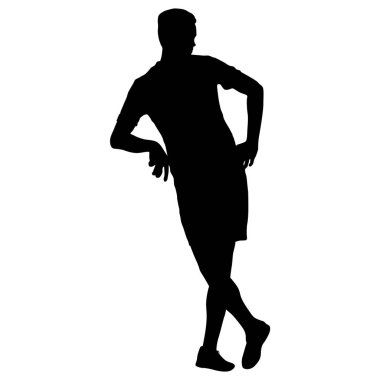 Siyah siluet adam beyaz arka plan üzerinde duran