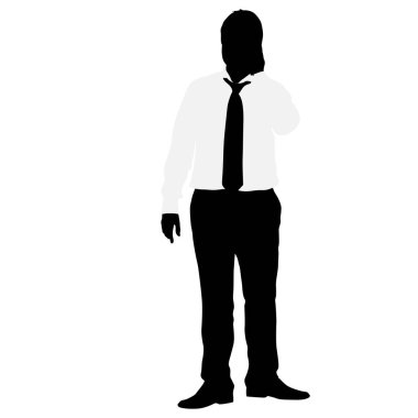 Silhouette işadamı telefonda konuşurken, beyaz bir arka plan