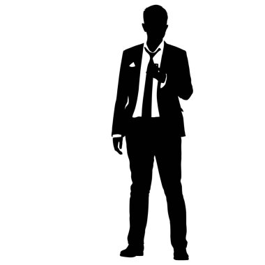 Beyaz arka planda kravatı olan takım elbiseli bir iş adamı.