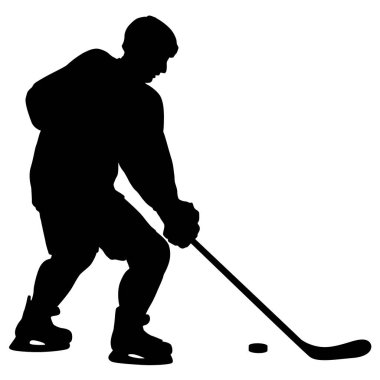 Hokey oyuncusu silüeti. Beyaz izole