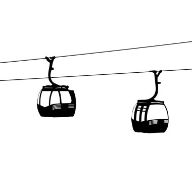 İki hava kablo kabin vektör çizim silueti