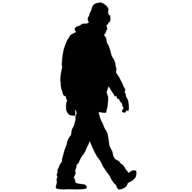 Siluet adam ayakta, beyaz arka plan insanlar