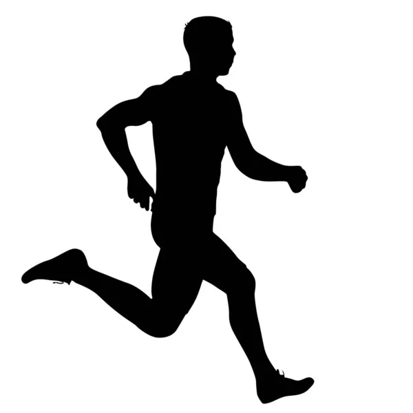 Silhouettes noires Runners sprint hommes sur fond blanc — Image vectorielle