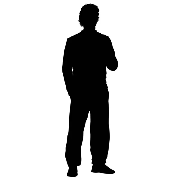 Μαύρη σιλουέτα άτομο που στέκεται, άτομα σε άσπρο φόντο — Διανυσματικό Αρχείο