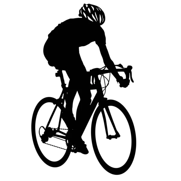 Silhouette of a cyclist male on white background — Stock Vector