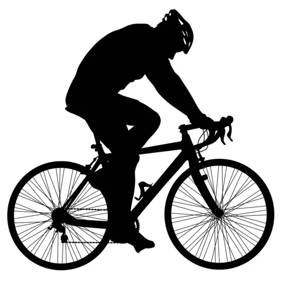 Silueta muže cyklista na bílém pozadí — Stockový vektor