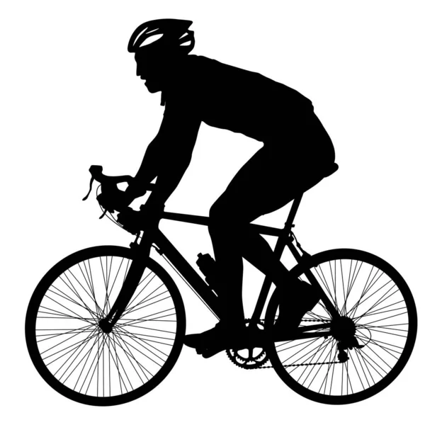 Silhouette d'un cycliste masculin sur fond blanc — Image vectorielle