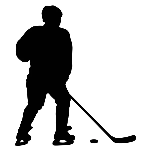 Silhouette du joueur de hockey sur fond blanc — Image vectorielle