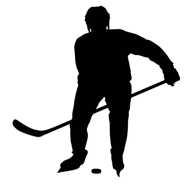 Silhouette of hockey player on white background — Stock Vector