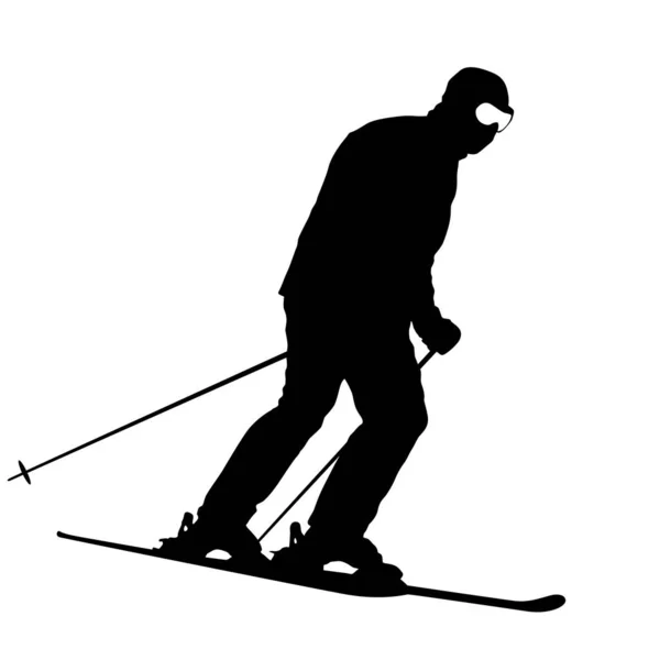 Mountain skier speeding down slope sport silhouette — Stock Vector