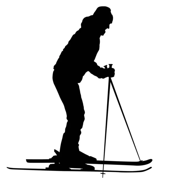 Esquiador de montaña exceso de velocidad por la pendiente silueta deportiva — Vector de stock