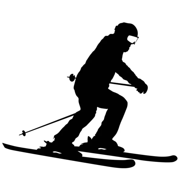 Mountain skier speeding down slope sport silhouette — Stock Vector