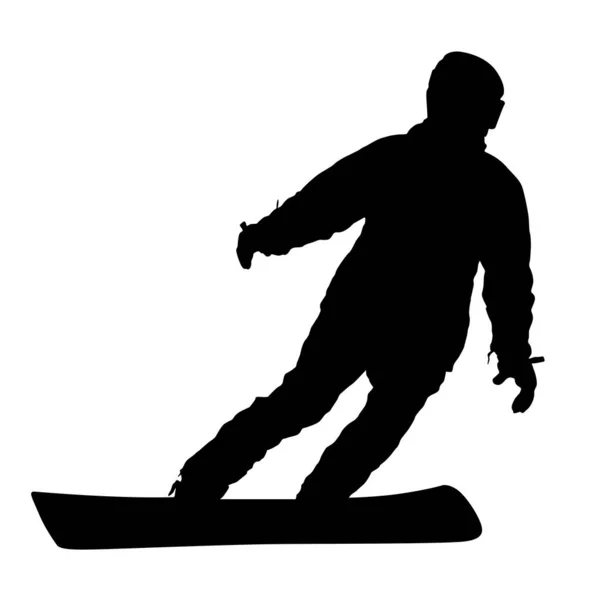 Silhouettes noires snowboarders sur fond blanc illustration — Image vectorielle