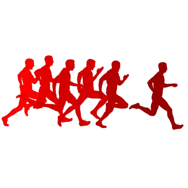 Set silhouettes runners sprint men on a white background — Stock Vector