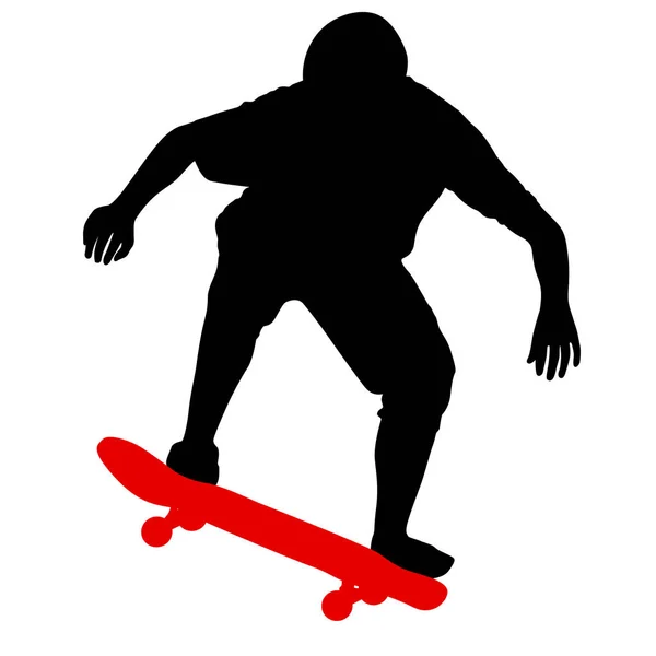 Silhouetten springt ein Skateboarder. Vektorillustration — Stockvektor