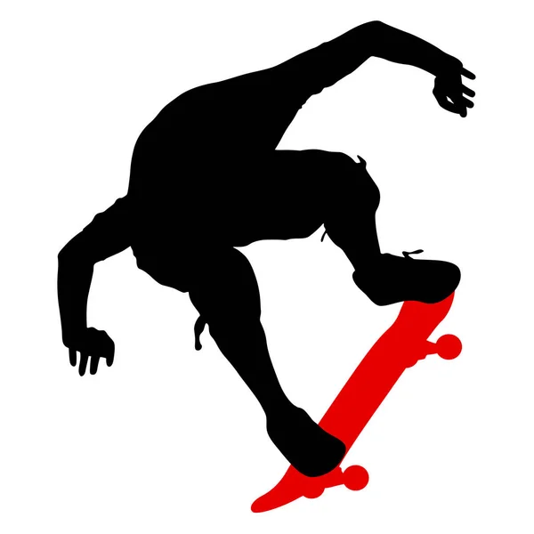 Silhouetten springt ein Skateboarder. Vektorillustration — Stockvektor