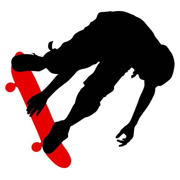 Sylwetki Skater wykonuje skoki. Ilustracja wektorowa — Wektor stockowy