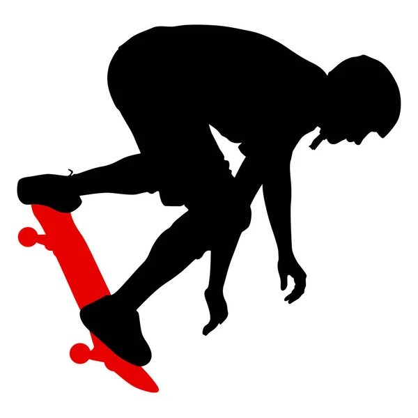 Silhouetten springt ein Skateboarder. Vektorillustration — Stockvektor