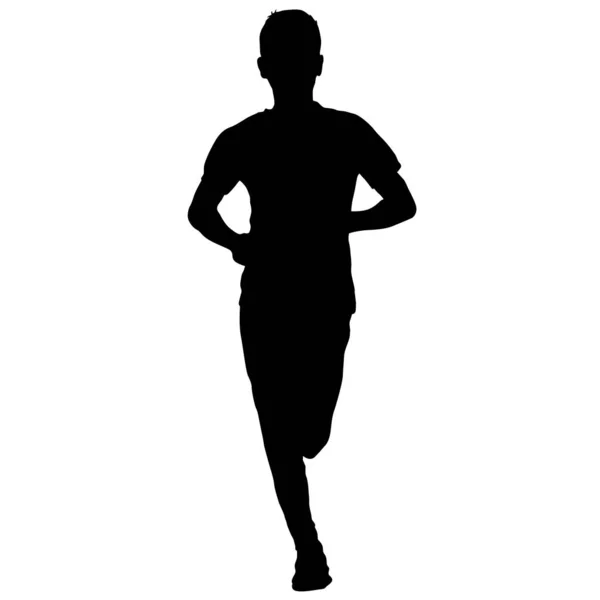 Černé siluety běžci sprint muži na bílém pozadí — Stockový vektor