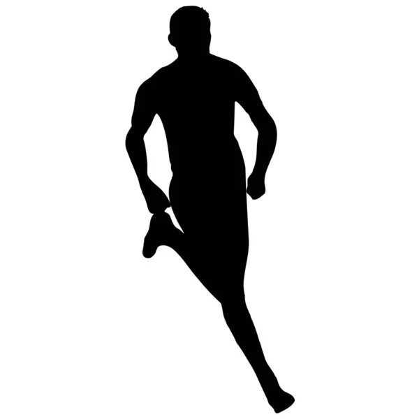 Silhouettes Runners sprint hommes sur fond blanc — Image vectorielle