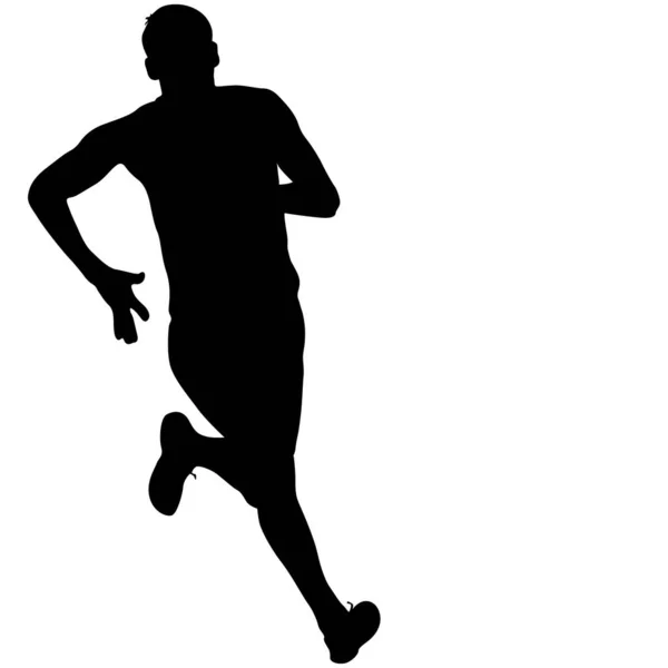 Silhouettes Runners sprint hommes sur fond blanc — Image vectorielle