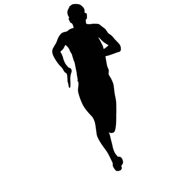 Silhouetten Läufer Sprint Männer auf weißem Hintergrund — Stockvektor