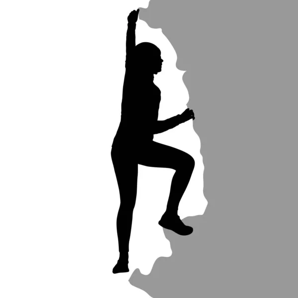 Schwarze Silhouette Bergsteiger auf weißem Hintergrund. — Stockvektor