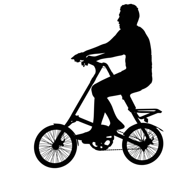 Silhueta de um ciclista masculino sobre fundo branco — Vetor de Stock