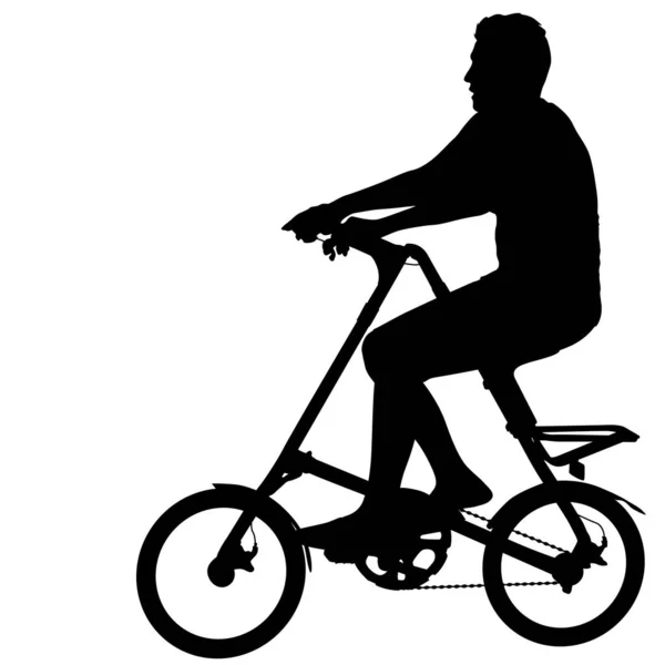 Beyaz zemin üzerinde bir bisikletçi erkek silüeti — Stok Vektör