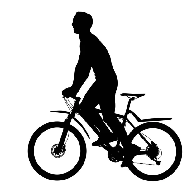 Silhouette of a cyclist male on white background — Stock Vector