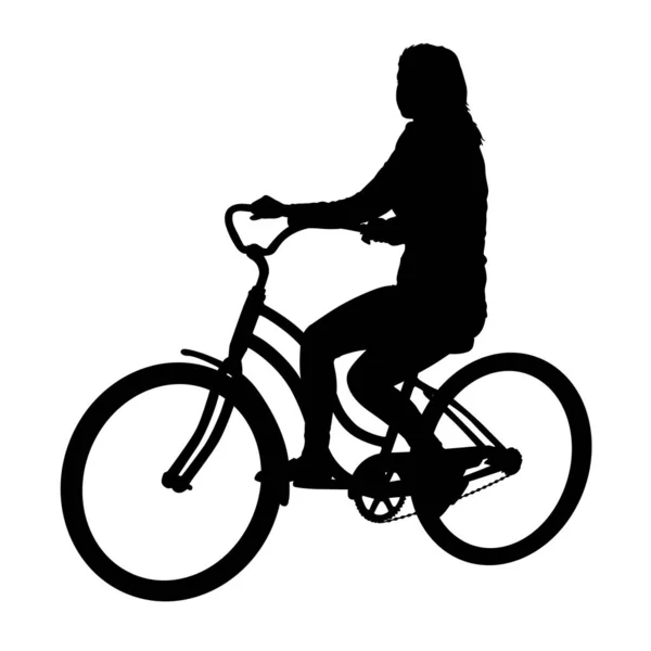 Silueta de un ciclista varón sobre fondo blanco — Vector de stock