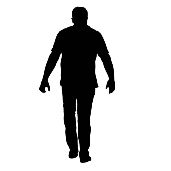 Silhouette noire homme debout, les gens sur fond blanc — Image vectorielle